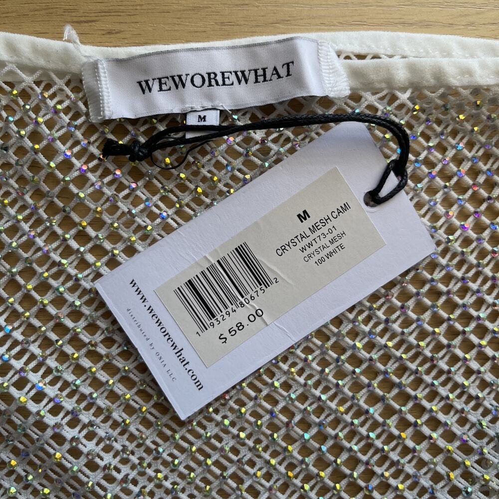 NWT WeWoreWhat X Revolve Crystal Mesh Cami Womens Size Medium Club Rave Glitter - Picture 5 of 8